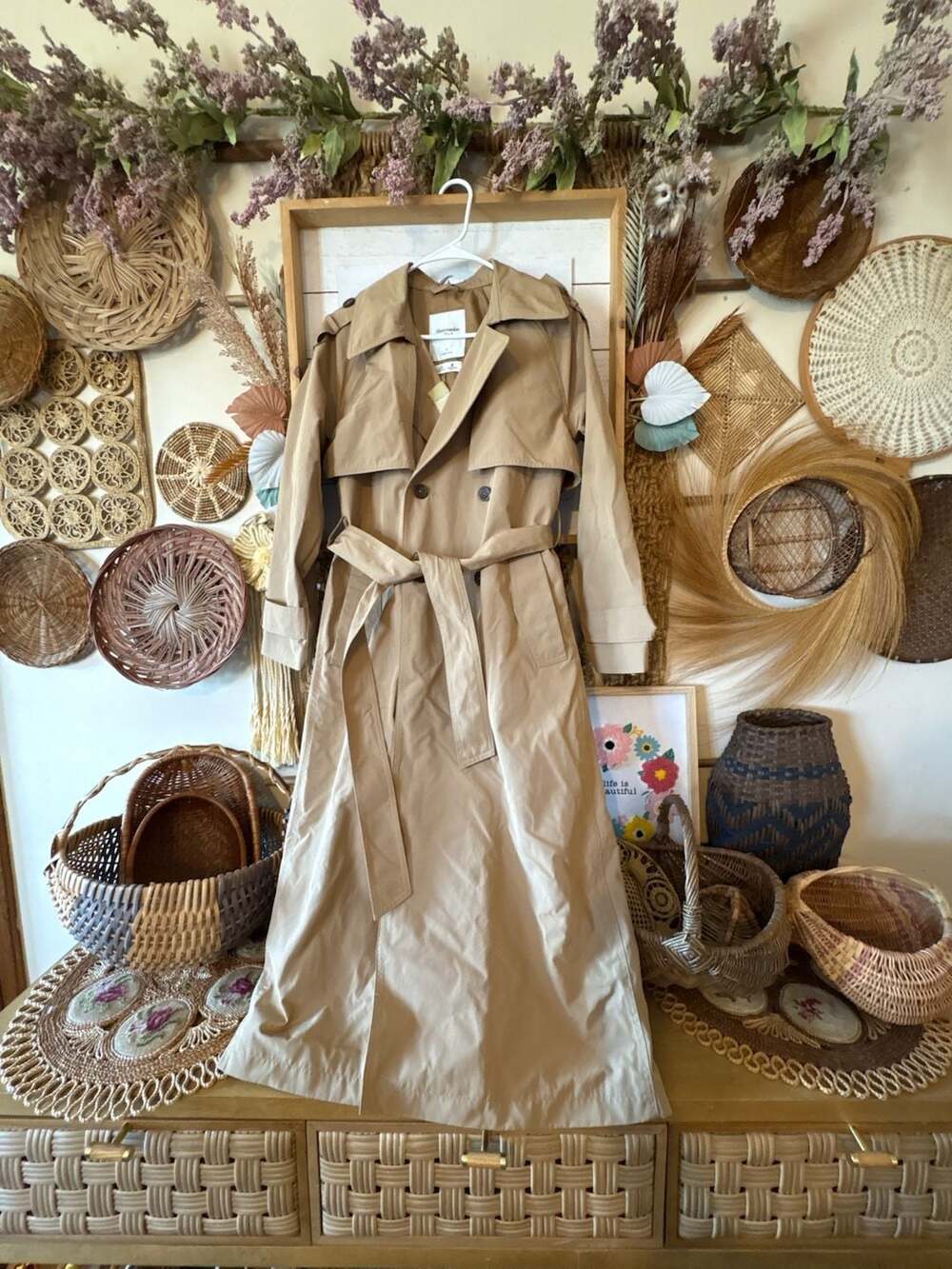 Abercrombie & Fitch Trench Coat Small Beige Water Resistant